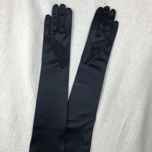 Orchestra Length Gloves in Black Satin